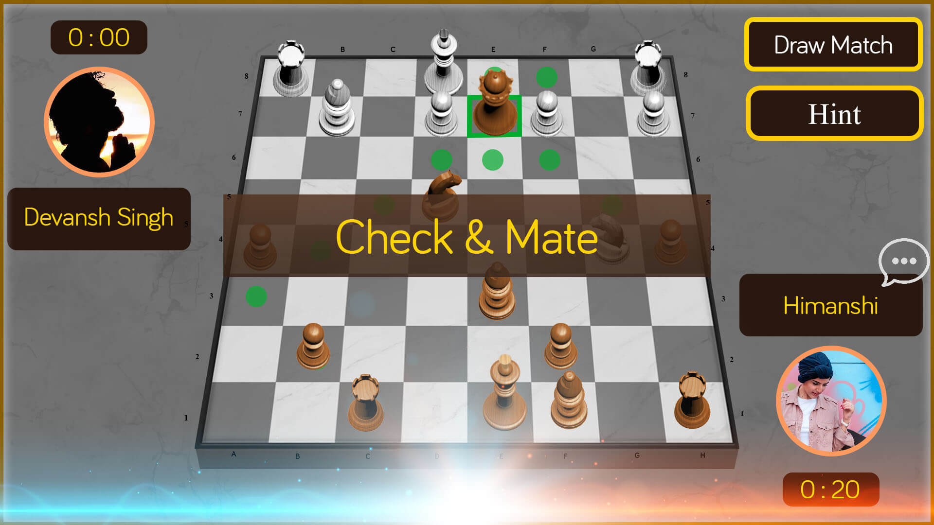 Online Chess Game Play Screen