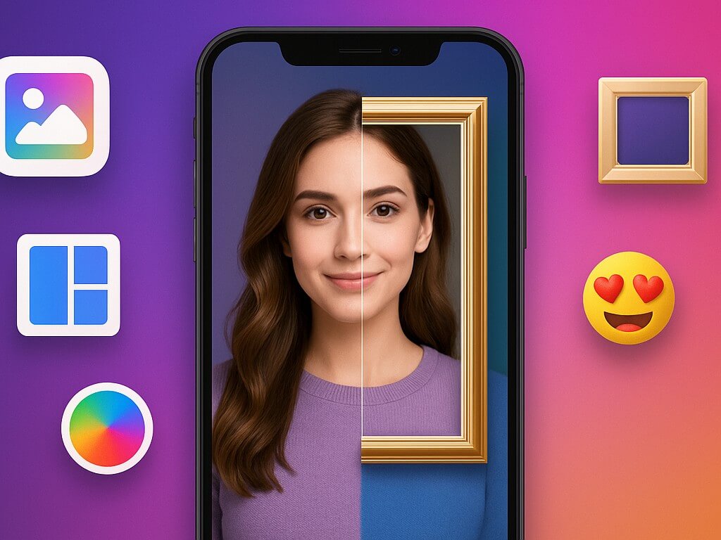 Frame It App – Floral Photo Frame Editor Interface